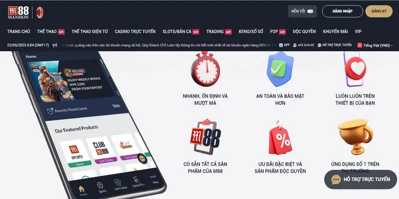 Những lợi ích khi tải app m88